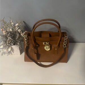 Michael Kors Brown Satchel with Gold Accents